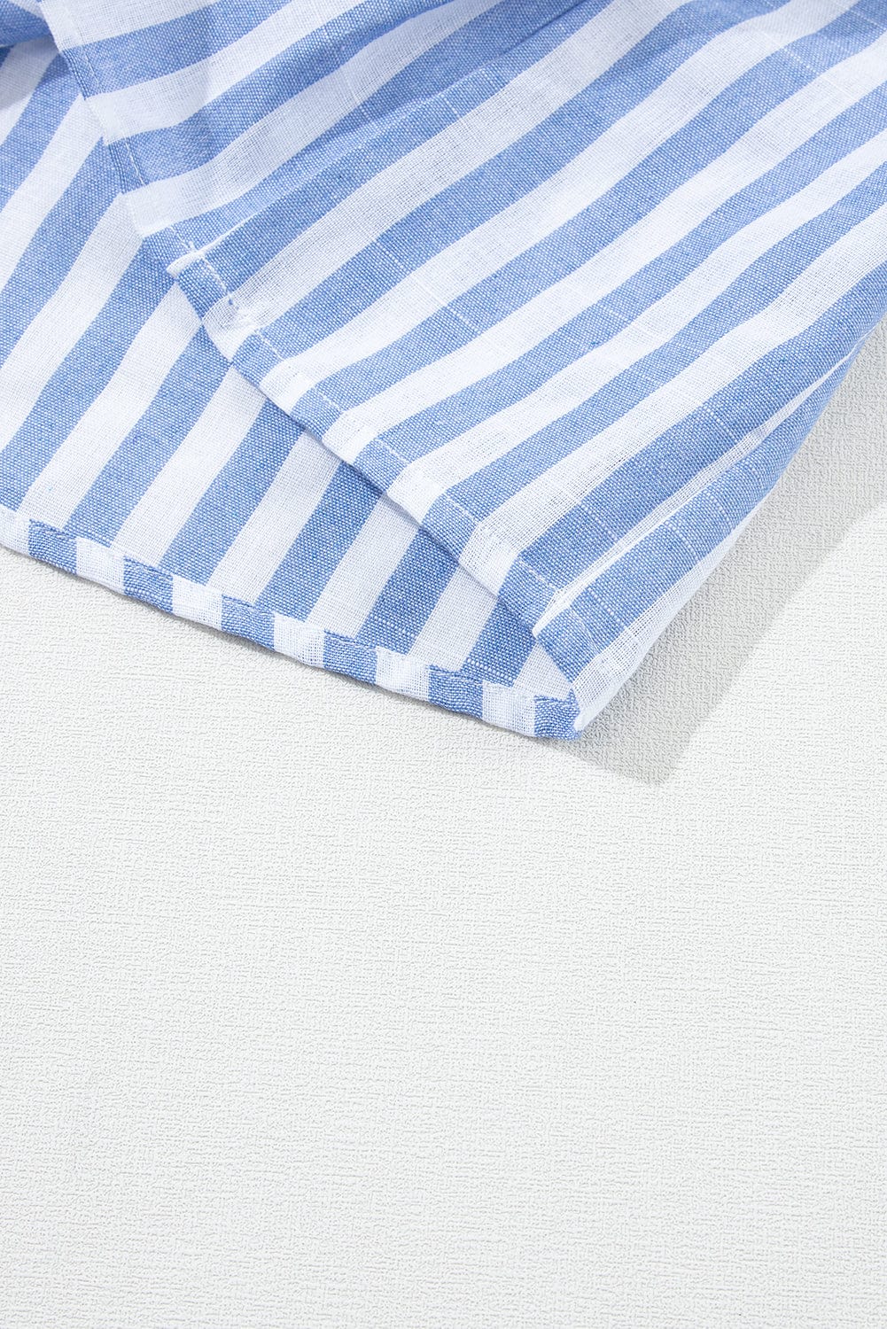 Sky Blue Aztec Embroidered Flutter Blouse with Tassel Accents