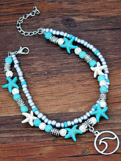 Sky Blue Beach Double Anklet