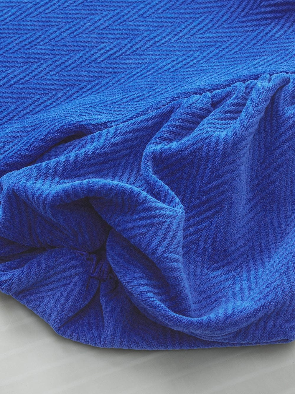 Sky Blue Chevron Texture Mock Neck Blouse