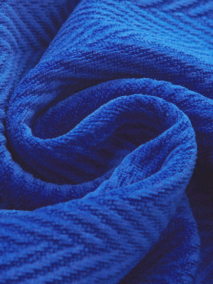 Sky Blue Chevron Texture Mock Neck Blouse