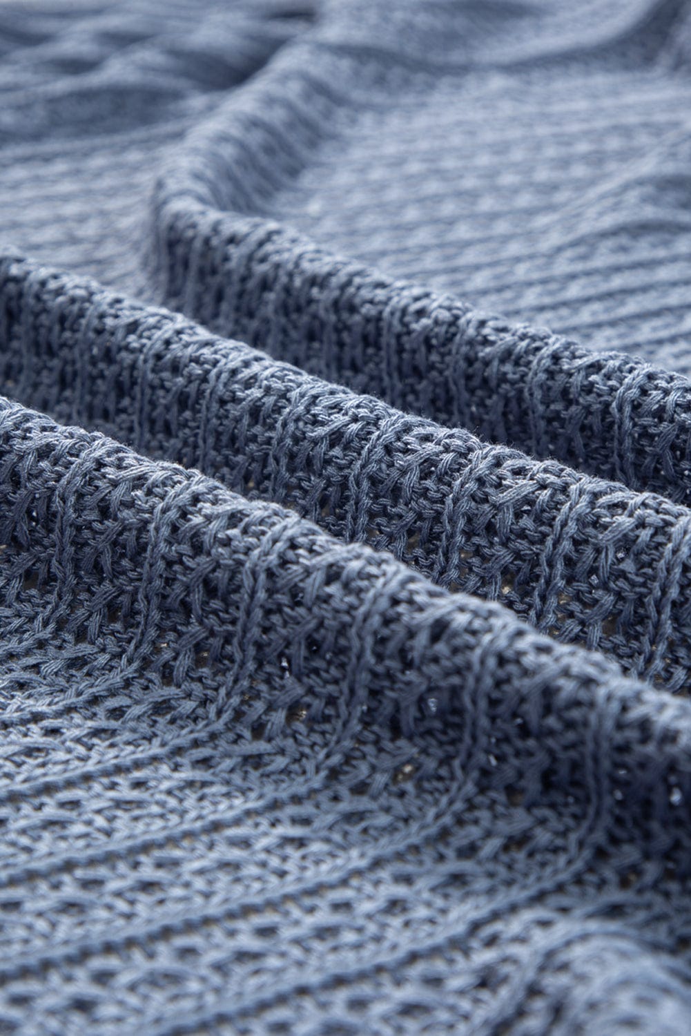 Sky Blue Crochet Knit Kimono Sleeve Cardigan