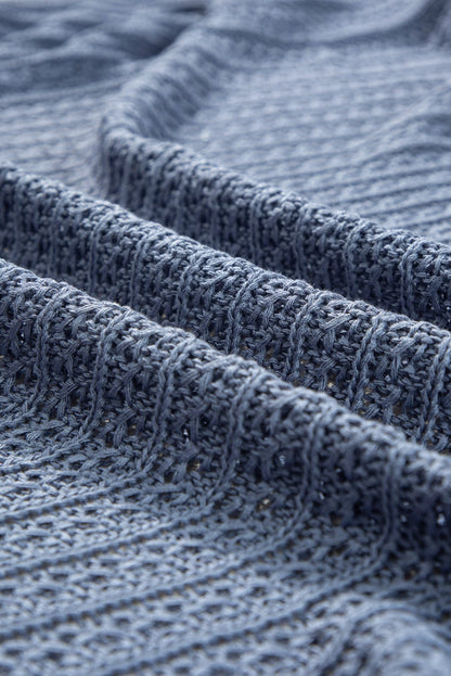 Sky Blue Crochet Knit Kimono Sleeve Cardigan