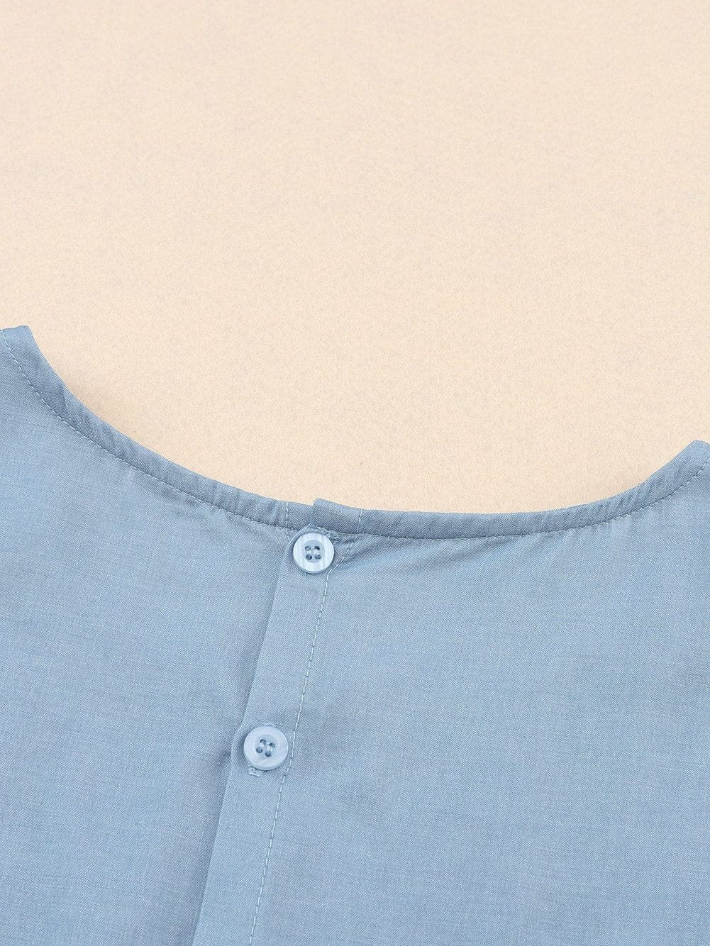 Sky Blue Embroidered Bohemian Mini Dress with Ruffle Sleeves