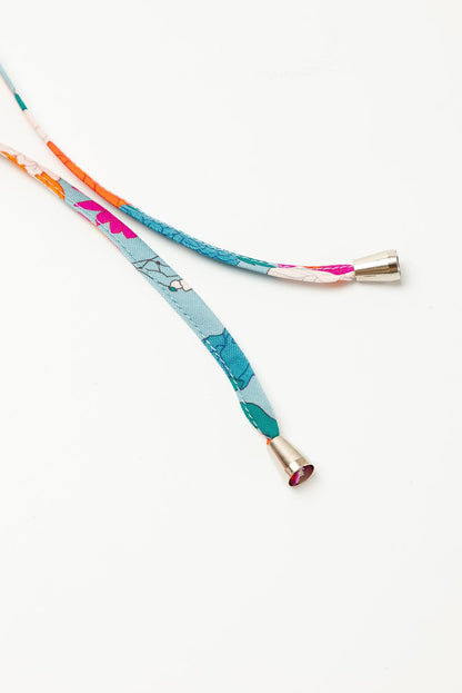 Sky Blue Floral Babydoll Dress with Split Neck and Bubble Sleeves