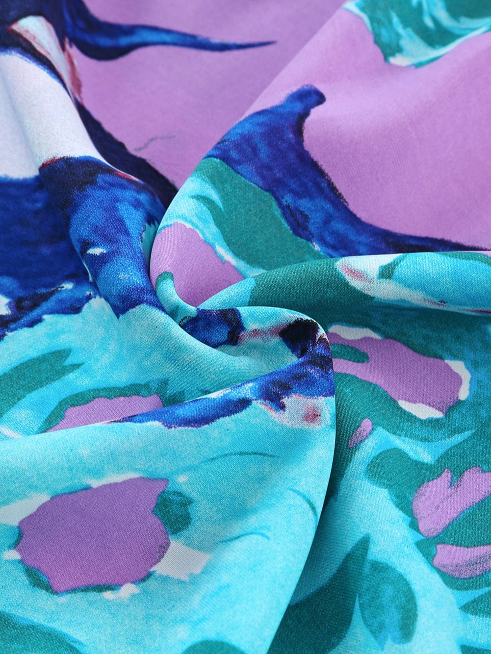 Sky Blue Floral Flutter Sleeve V Neck Sheath Blouse