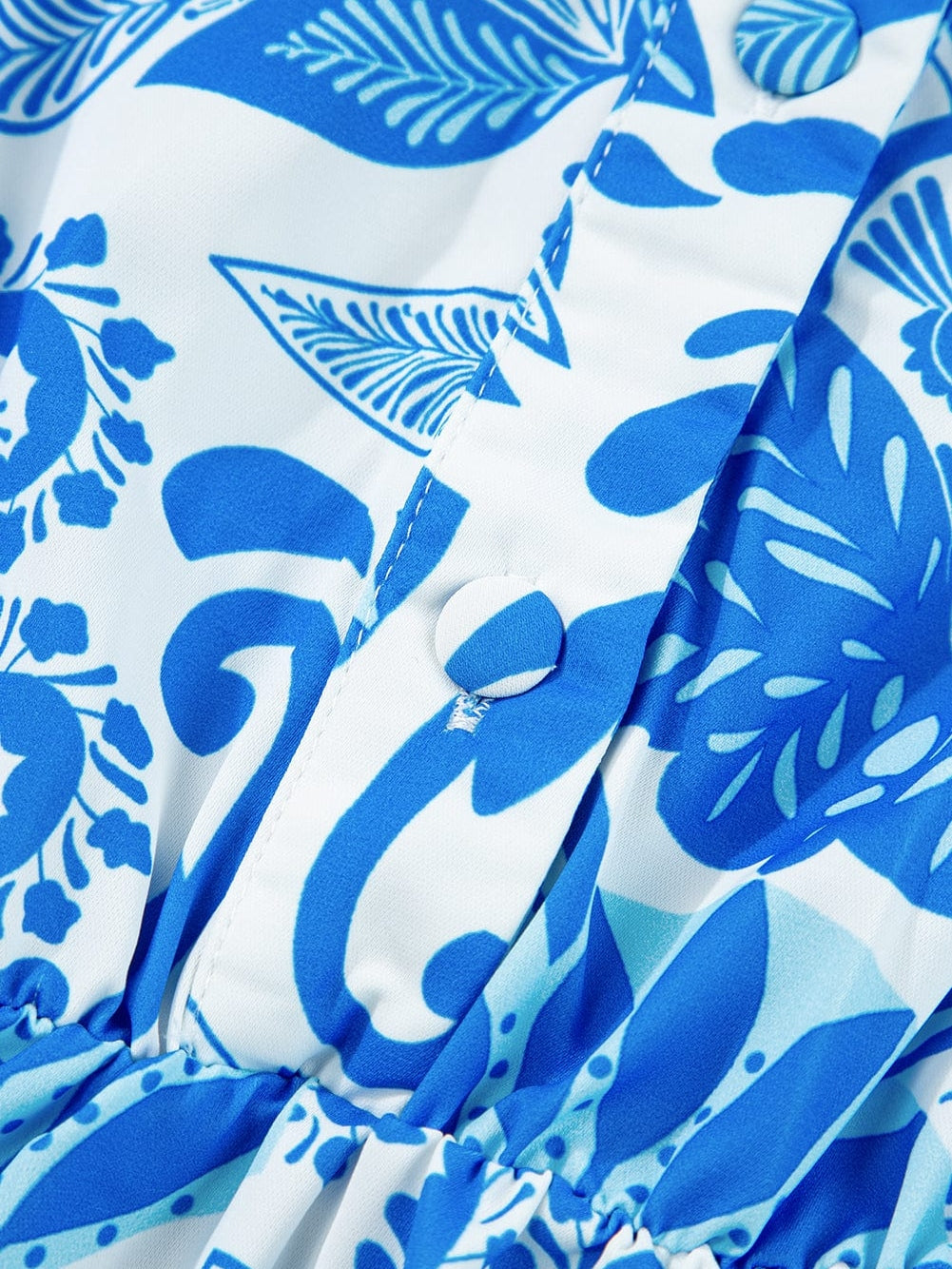 Sky Blue Floral Print Ruffled Mini Dress with Drawstring Waist