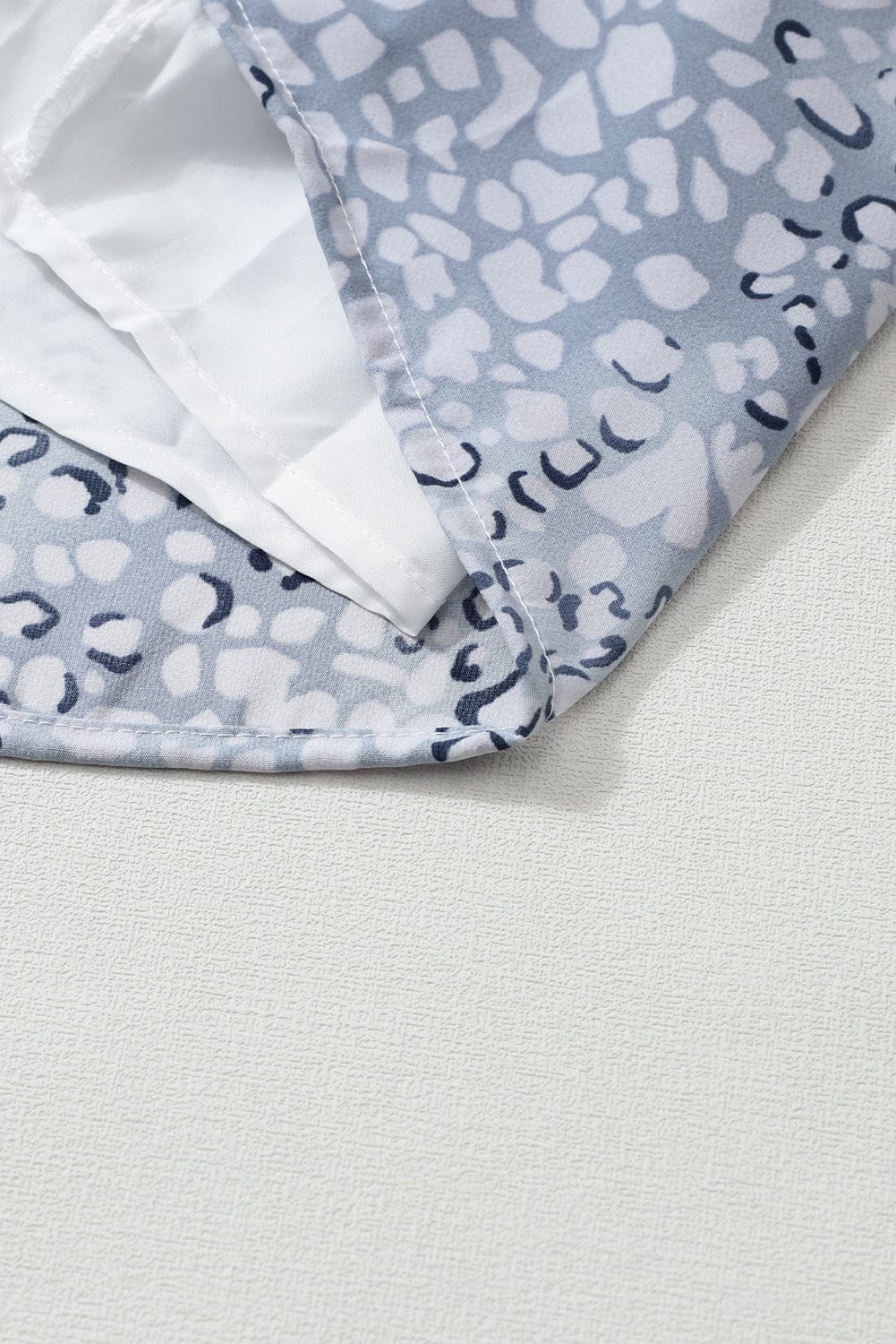 Sky Blue Leopard Print Surplice Neck Bubble Sleeve Maxi Dress with High Waist Sash