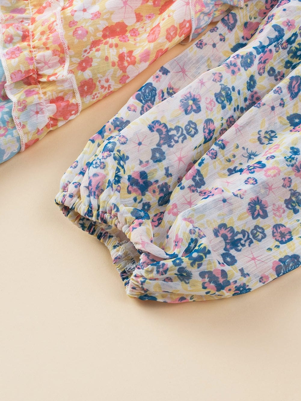 Sky Blue Patchwork Floral Babydoll Mini Dress