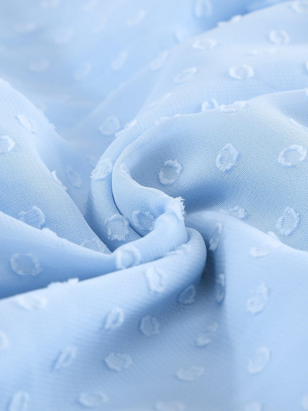 Sky Blue Swiss Dot V-Neck Mini Dress with Ruffled Layers