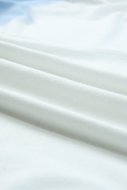 Sky Blue Tie Dye Maxi Dress with Spaghetti Straps and Slit