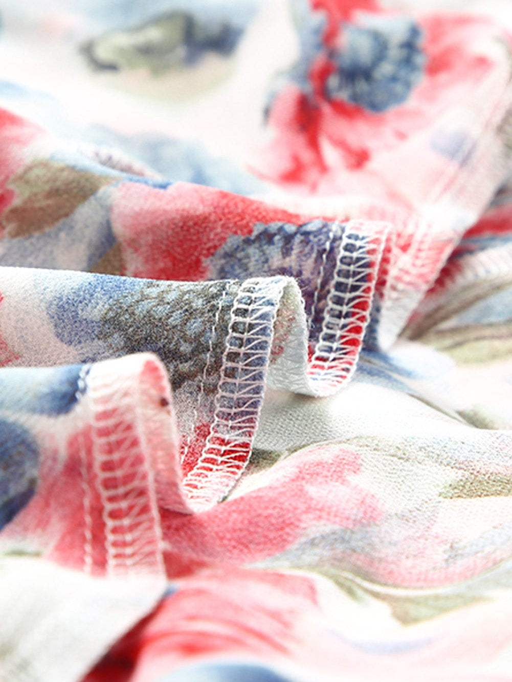 Sky Blue Vintage Floral Print Drawstring Flowy Mini Dress