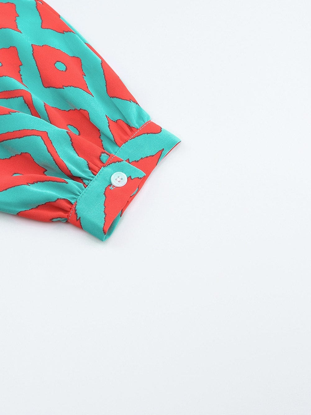 Sky Blue Western Geometric Print Split Buttoned Shirt Dress - Elegant Geometric Print High Waist Midi Dress