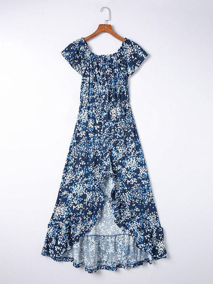 Sleek and Chic Single-Shoulder Slit Printed Dress with Irregular Hem