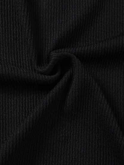 Sleek Black Ribbed Sleeveless Bodysuit with Mock Neck Zip-Up Style