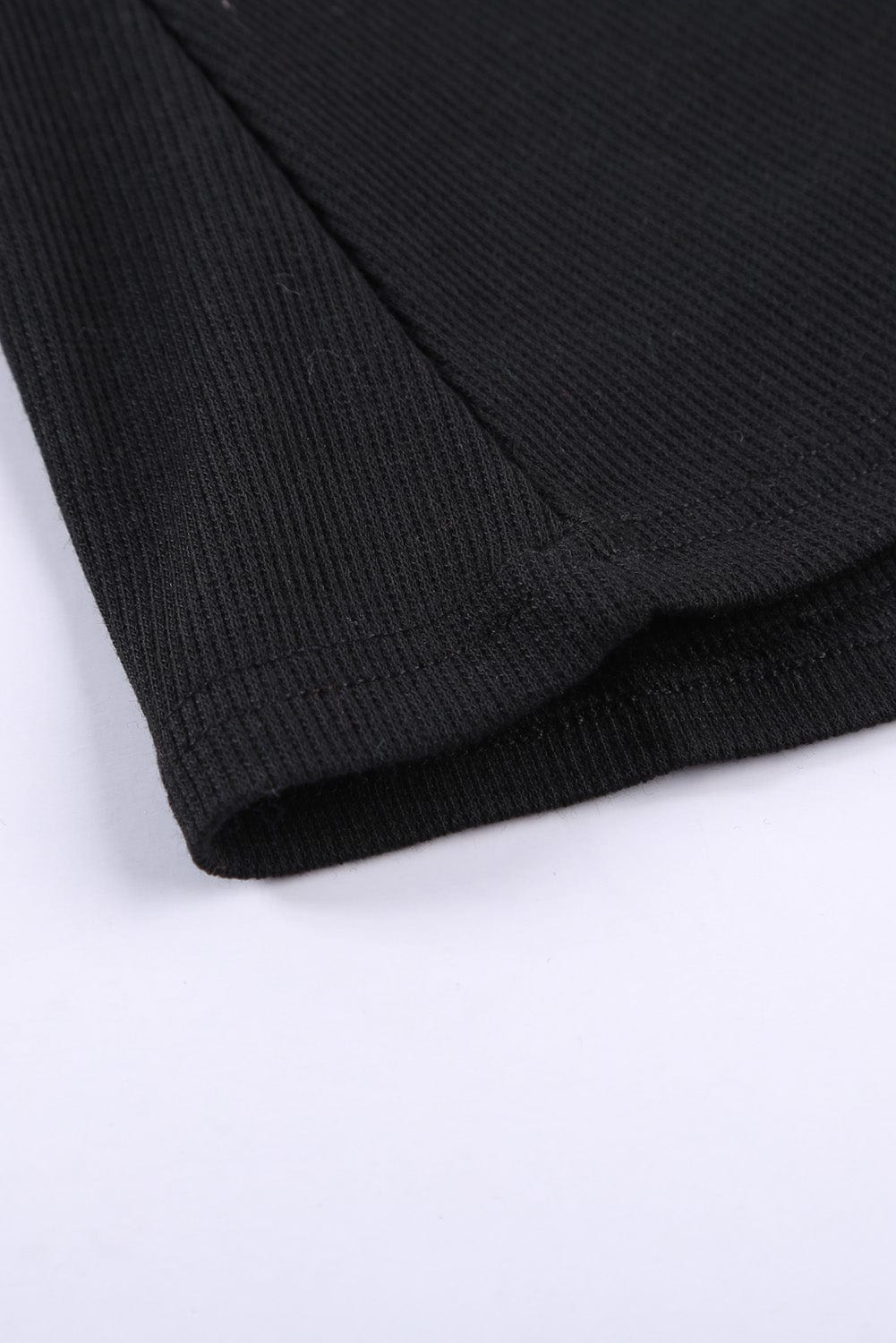 Sleek Black Ribbed Tank Top with Button Detail