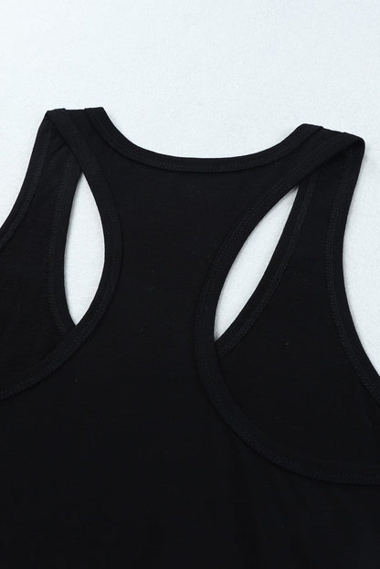 Sleek Black Sleeveless Scoop Neck Tank Top