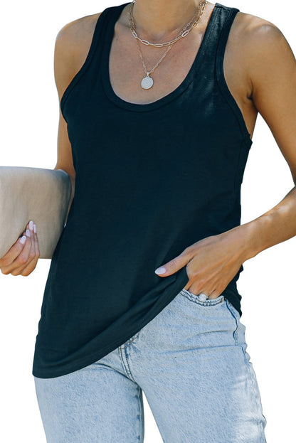 Sleek Black Sleeveless Scoop Neck Tank Top