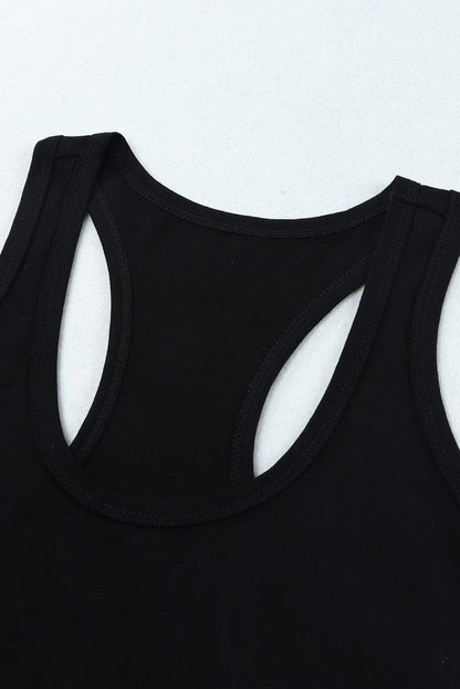Sleek Black Sleeveless Scoop Neck Tank Top