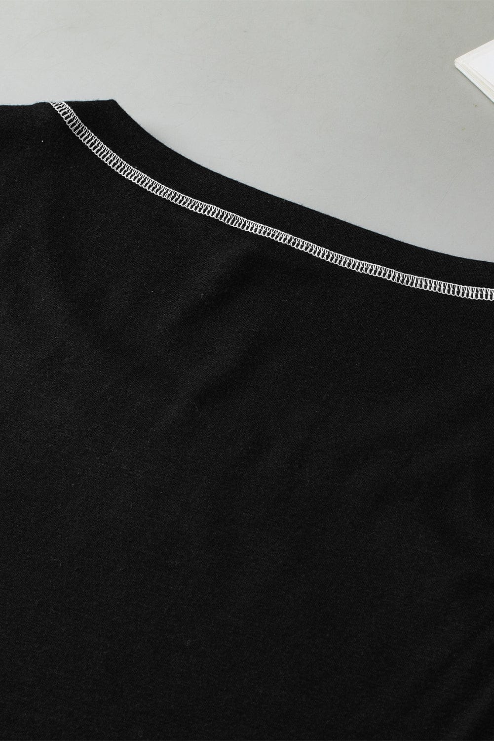 Sleek Black Stitched Round Neck Tank Top