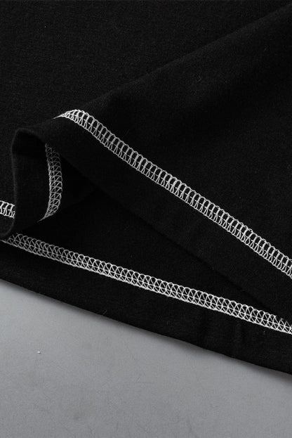 Sleek Black Stitched Round Neck Tank Top