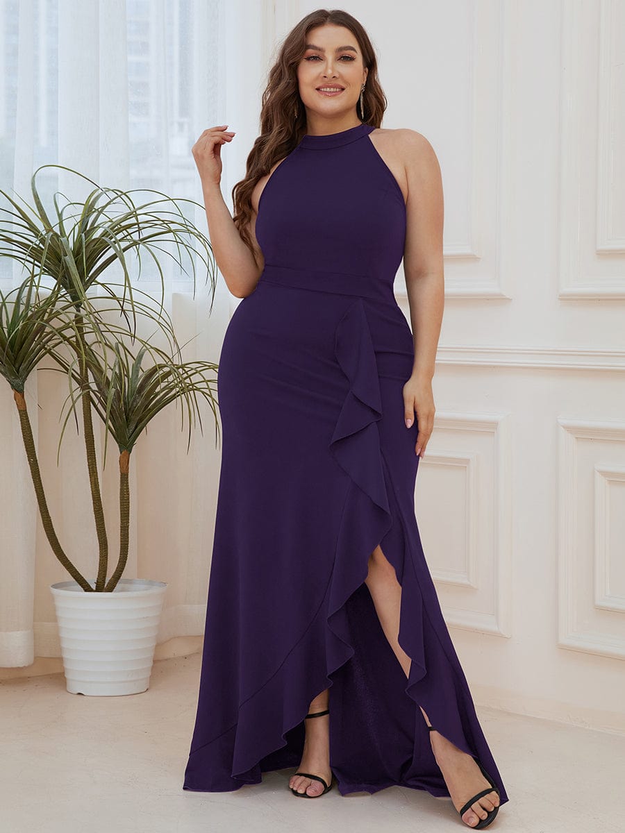 Sleeveless Halter Neck Pencil Evening Gowns