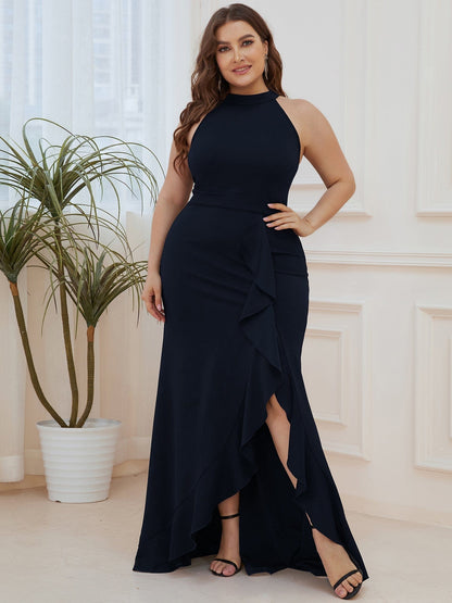 Sleeveless Halter Neck Pencil Evening Gowns