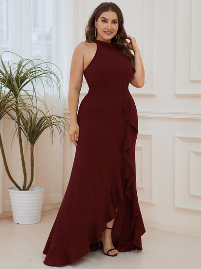 Sleeveless Halter Neck Pencil Evening Gowns