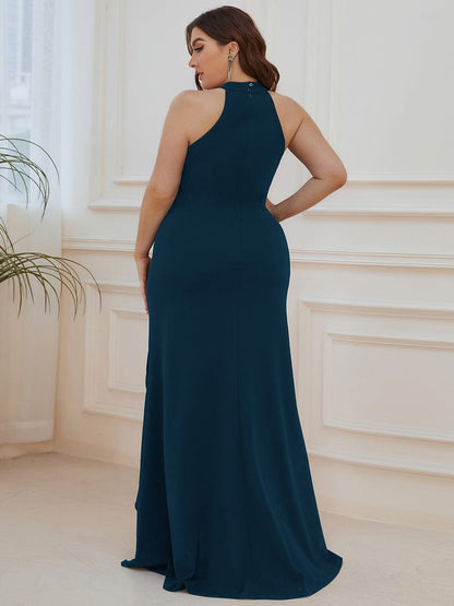 Sleeveless Halter Neck Pencil Evening Gowns