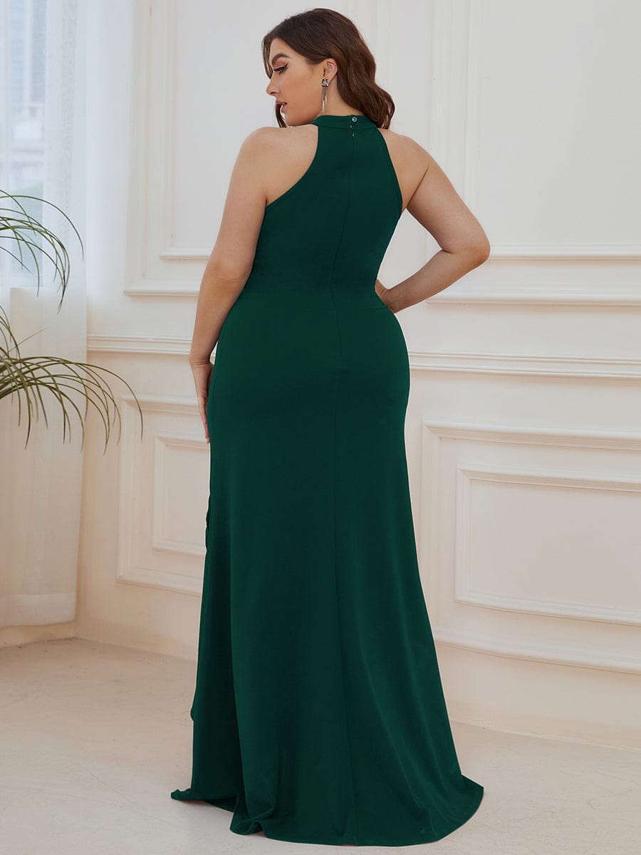 Sleeveless Halter Neck Pencil Evening Gowns