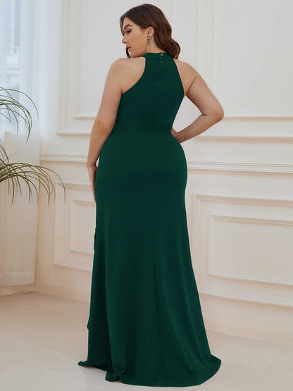 Sleeveless Halter Neck Pencil Evening Gowns