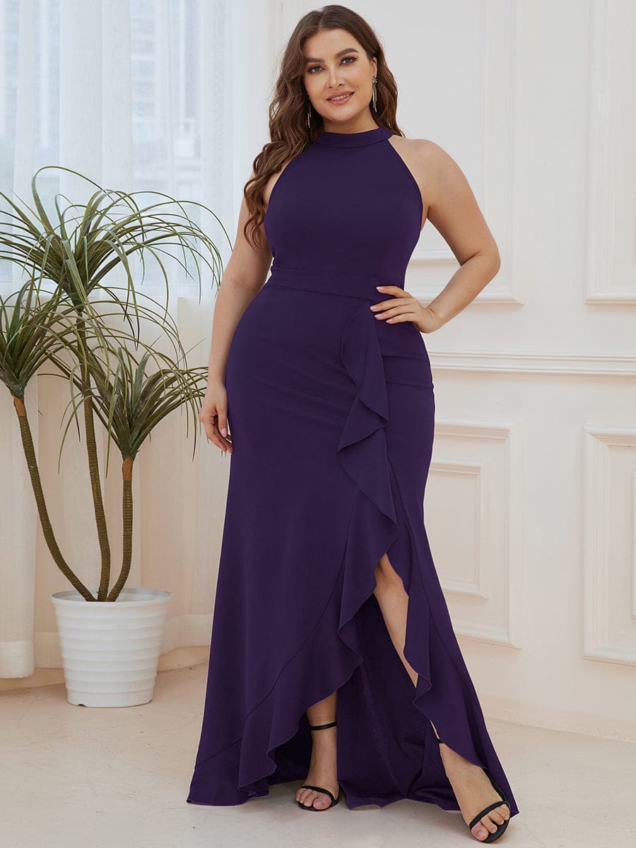 Sleeveless Halter Neck Pencil Evening Gowns