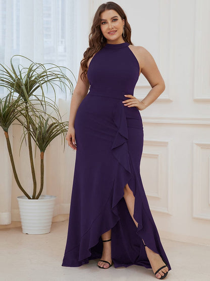 Sleeveless Halter Neck Pencil Evening Gowns