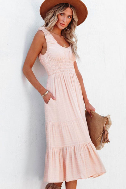 Sleeveless Round Neck Stitching Beach Dress