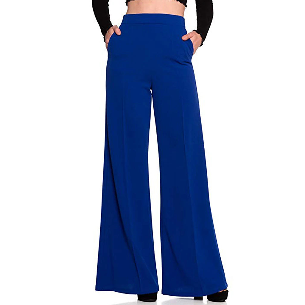 Women's Dress Wide Leg Pants Bootcut Flare Full Length Pocket Baggy Micro-elastic Mid Waist Streetwear Casual Casual Weekend Black White S M Summer Spring & Fall