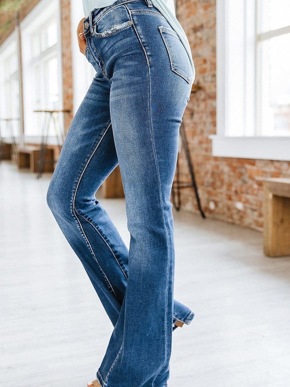 Slim And Flared Denim Pants