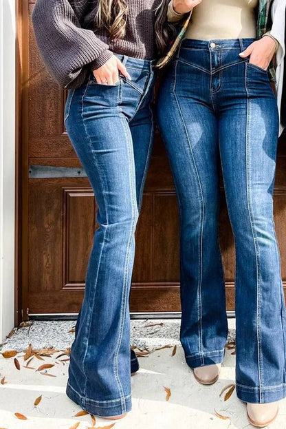 Slim And Flared Denim Pants