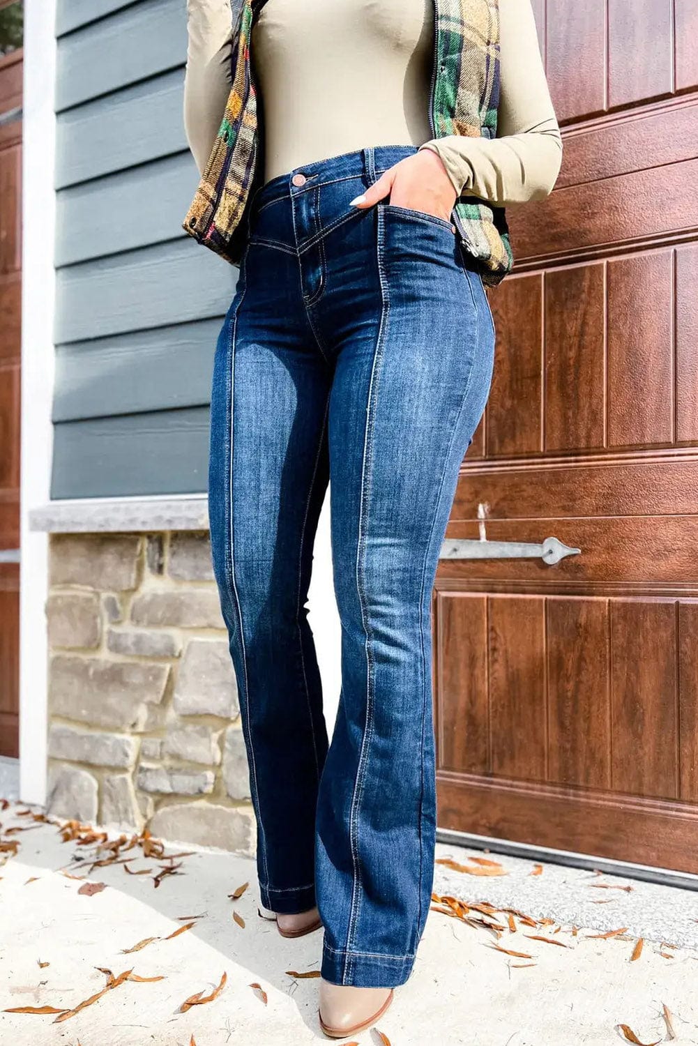 Slim And Flared Denim Pants