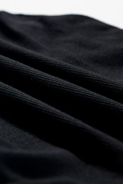 Slim Fit Black Ribbed Tank Top with Ruched Detail