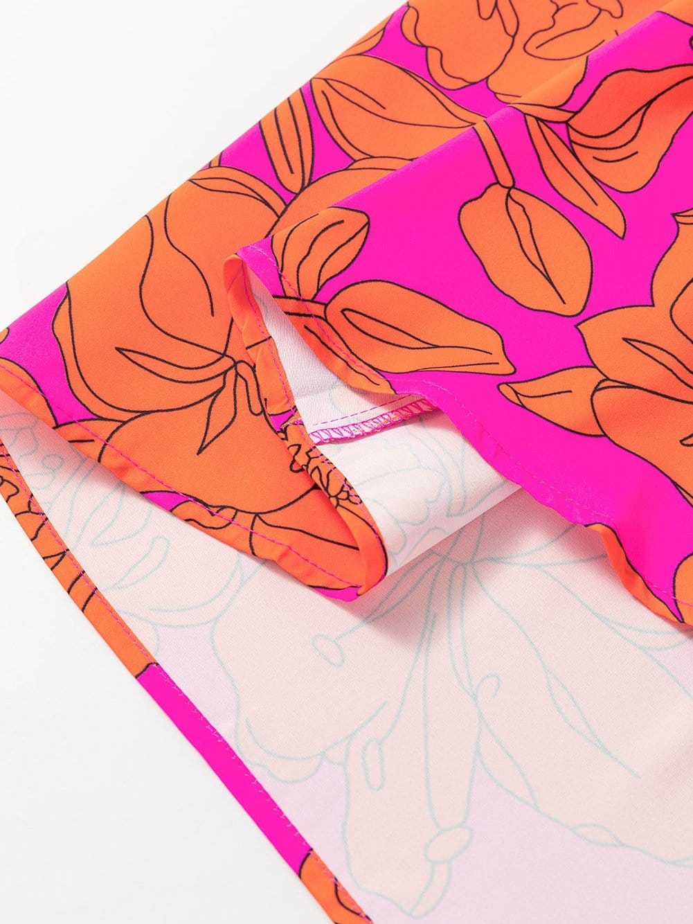 Sloping Shoulder Ruffle Print Dress