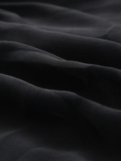 Smocked Black Tie Strap Frilled Midi Dress