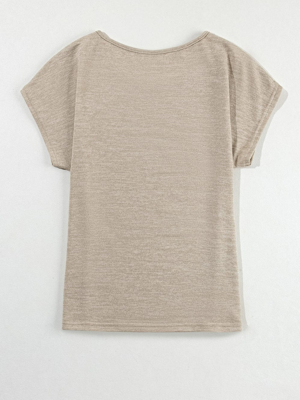 Smoke Gray Batwing Sleeve Button Accent Casual Top