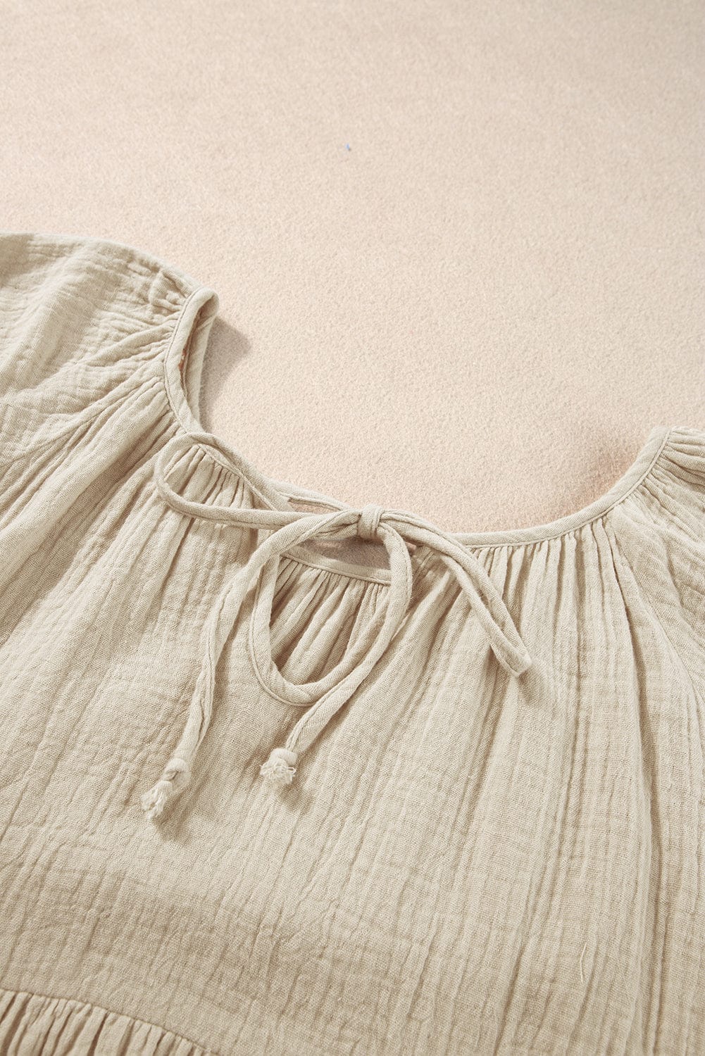 Smoke Gray Embroidered Puff Sleeve Blouse with Bubble Sleeves