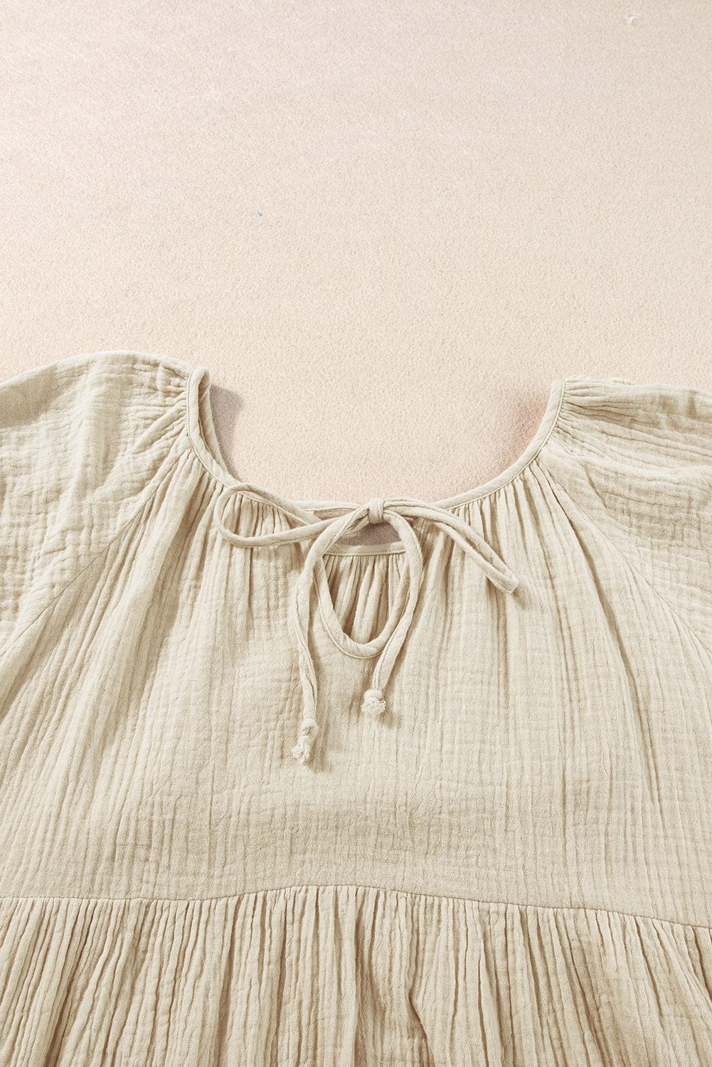 Smoke Gray Embroidered Puff Sleeve Blouse with Bubble Sleeves