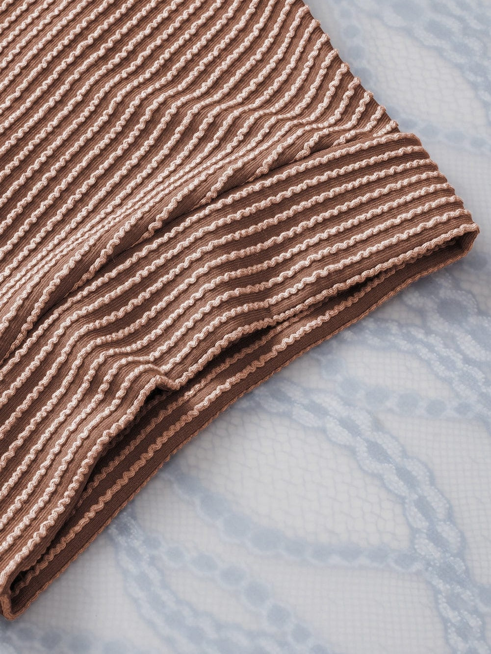 Smoke Gray Textured Crew Neck Ribbed T-shirt