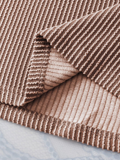 Smoke Gray Textured Crew Neck Ribbed T-shirt