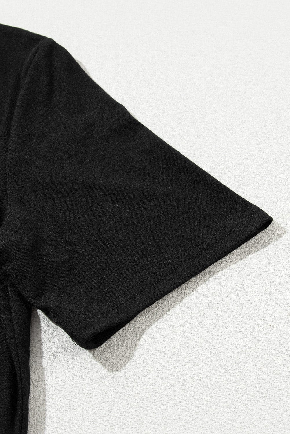 Solid Black Casual Two-Piece T-Shirt and Wide Leg Pants Set