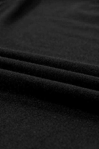 Solid Black Casual Two-Piece T-Shirt and Wide Leg Pants Set