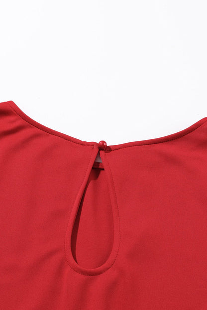 Solid Five-Point Sleeve Belted Wide-Leg Jumpsuit