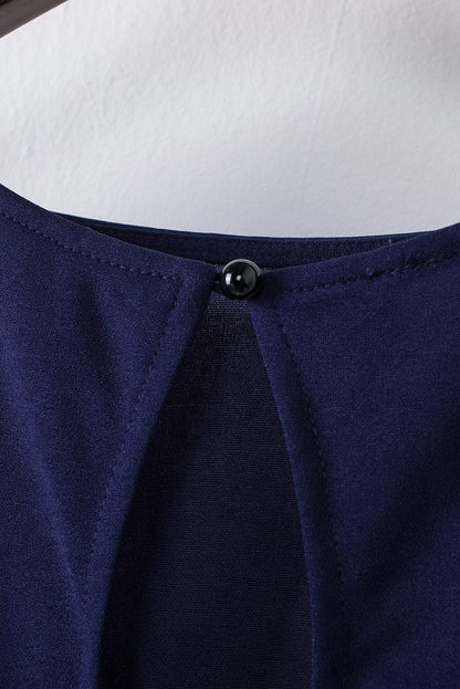 Solid Five-Point Sleeve Belted Wide-Leg Jumpsuit