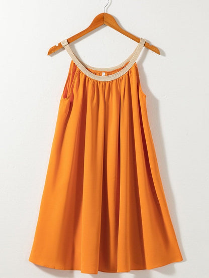 Solid Halter Neck Open Back Sleeveless Dress